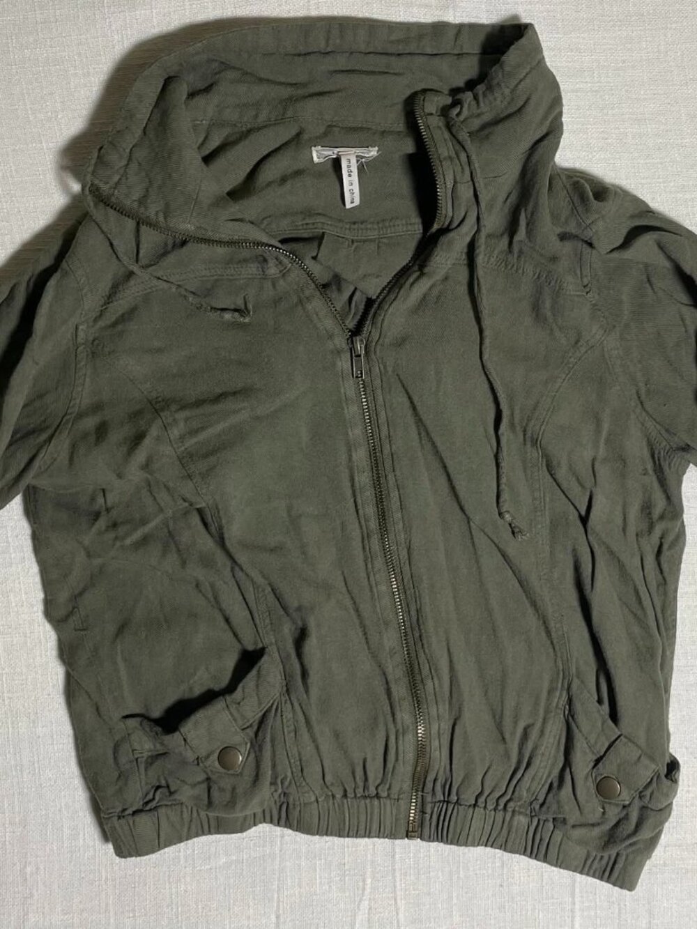 Womens Kirra Green Cropped Zip Up Jacket (Size L)